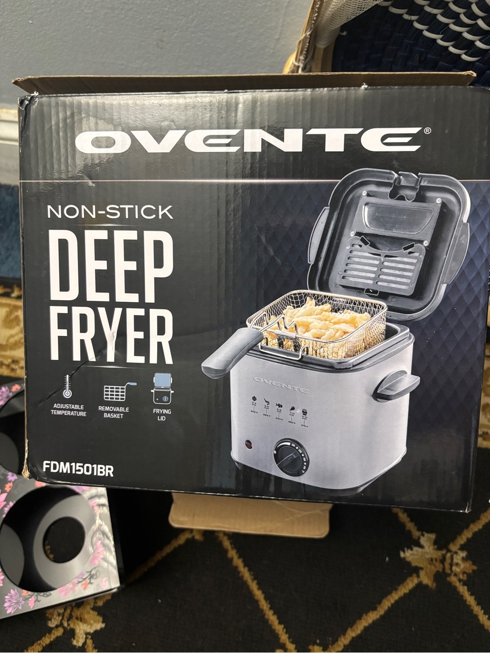 Gray Non-Stick Deep Fryer - Portable Countertop Fryer